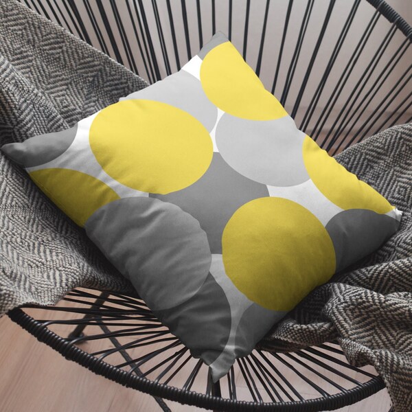Yellow Gray Pillow Etsy