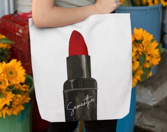 MUA Tote Bag, Makeup Artist Personalized Gifts, Red Lipstick Tote, Makeup Artist Gifts, Personalized MUA Gift, Cosmetologist, Makeup Bag