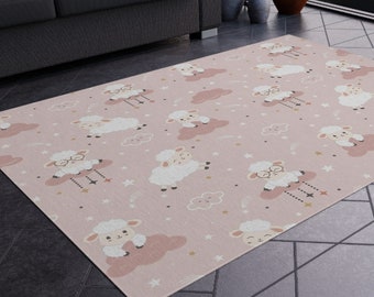 Lamb Area Rug, Lamb Nursery Decor, Baby Girl Lamb Nursery, Lamb Baby Shower Gifts