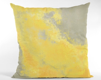 Yellow and Gray Abstract Pillow, 2021 Home Decor Trends, Gray And Yellow Grunge Design Pillow, 2021 Trends, Gray and Yellow Color Palette