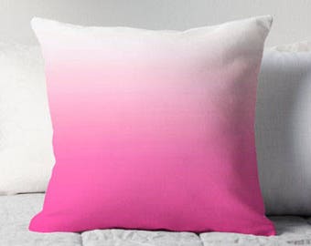 Pink and White Pillow, Pink Ombre Pillow, Pink and White Cushion, Pink Ombre Pillow, Teen Room Decor