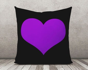 Purple Heart Pillow, Heart Cushion, Purple Toss Pillow, Decorative Pillow, Bedding, Heart Pillow Case, Heart Pillow, Purple, Living Room