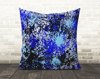 Blue Paint Splash Pillow, Paint Splash Pillow, Blue Paint Splatter Pillow, Blue Paint Spill PIllow, Paint Splash Pillow, Blue Paint Splash