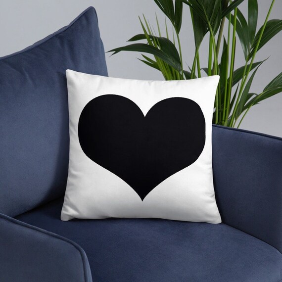 Black and white heart pillow sale