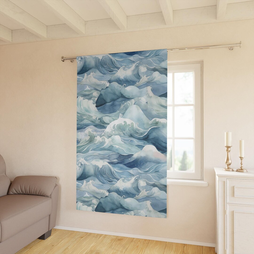 Ocean Waves Blackout Curtains, Nautical Room Decor, Beachy Curtains - Etsy