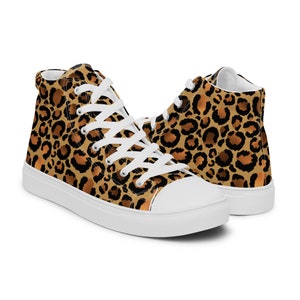 Women&#39;s Leopard Sneakers, Leopard High Top Shoes, Leopard Shoes, Animal Print Sneakers, Leopard Accessories