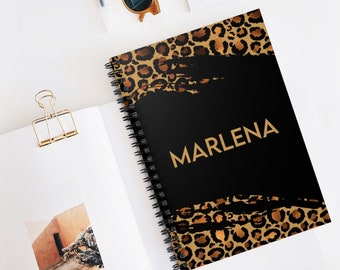 Custom Leopard Notebook With Name, Leopard Journal, Animal Print Notebook, Leopard Print, Personalized Leopard Journal, Leopard Stationery