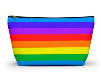 Rainbow Accessory Bag With Zipper, Rainbow Toiletry Bag, Rainbow Stripes Pencil Case, Cosmetic Bag, Travel Bag