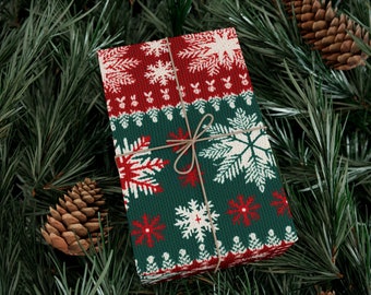 Christmas Sweater Gift Wrap, Christmas Wrapping Paper, Red And Green Christmas Wrapping Paper, Red Wrapping Paper