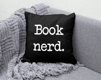 Book Nerd Pillow, Book Lover Decor, Library Decor, Book Nerd Gifts, Reading Nook