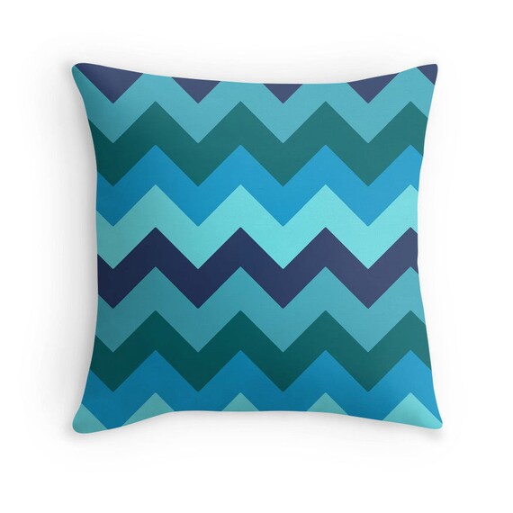 Blue Chevron Pillow Blue Pillow Turquoise Pillow Case Etsy