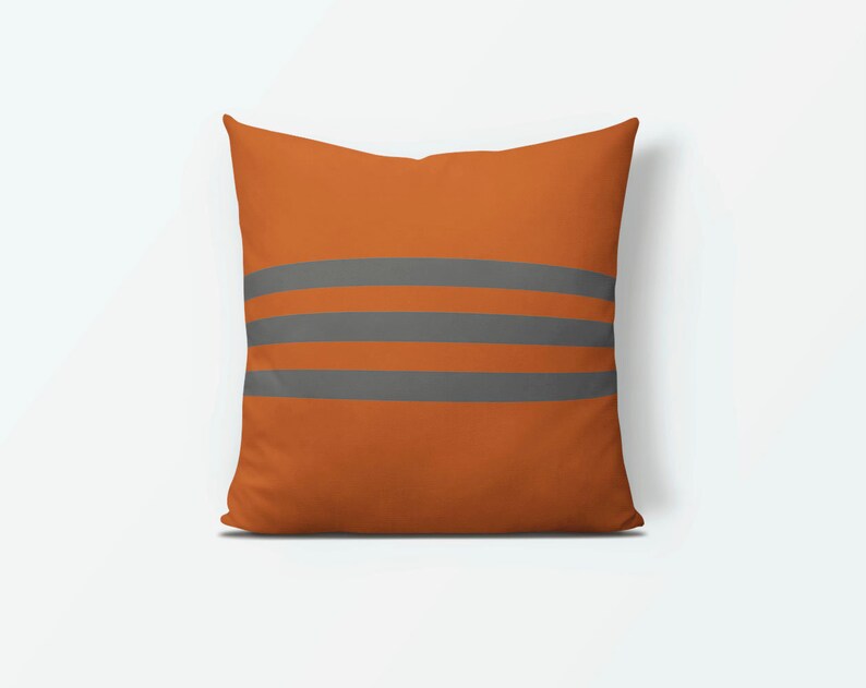 Burnt Orange Pillow Gray Cushion Orange and Gray Grey Etsy