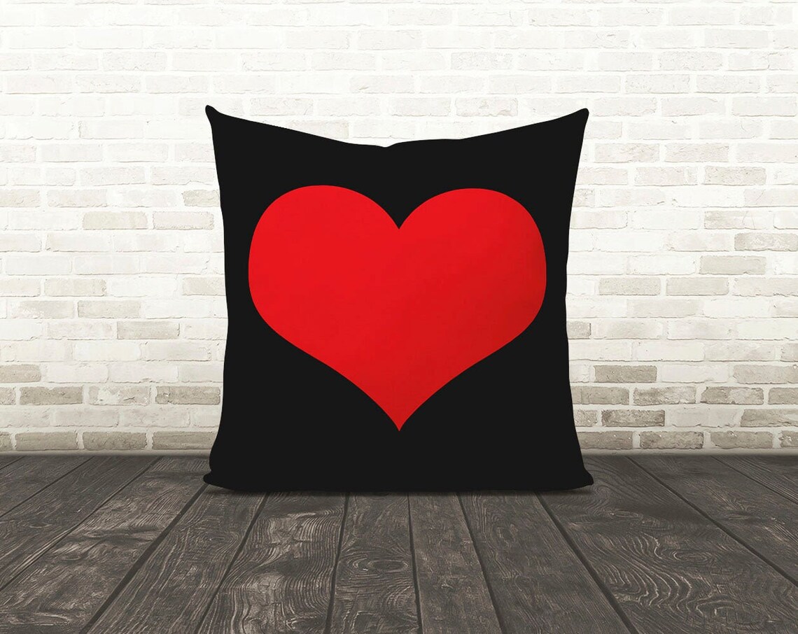 Red Heart Pillow Heart Pillows Red Toss Pillow Red Heart Etsy
