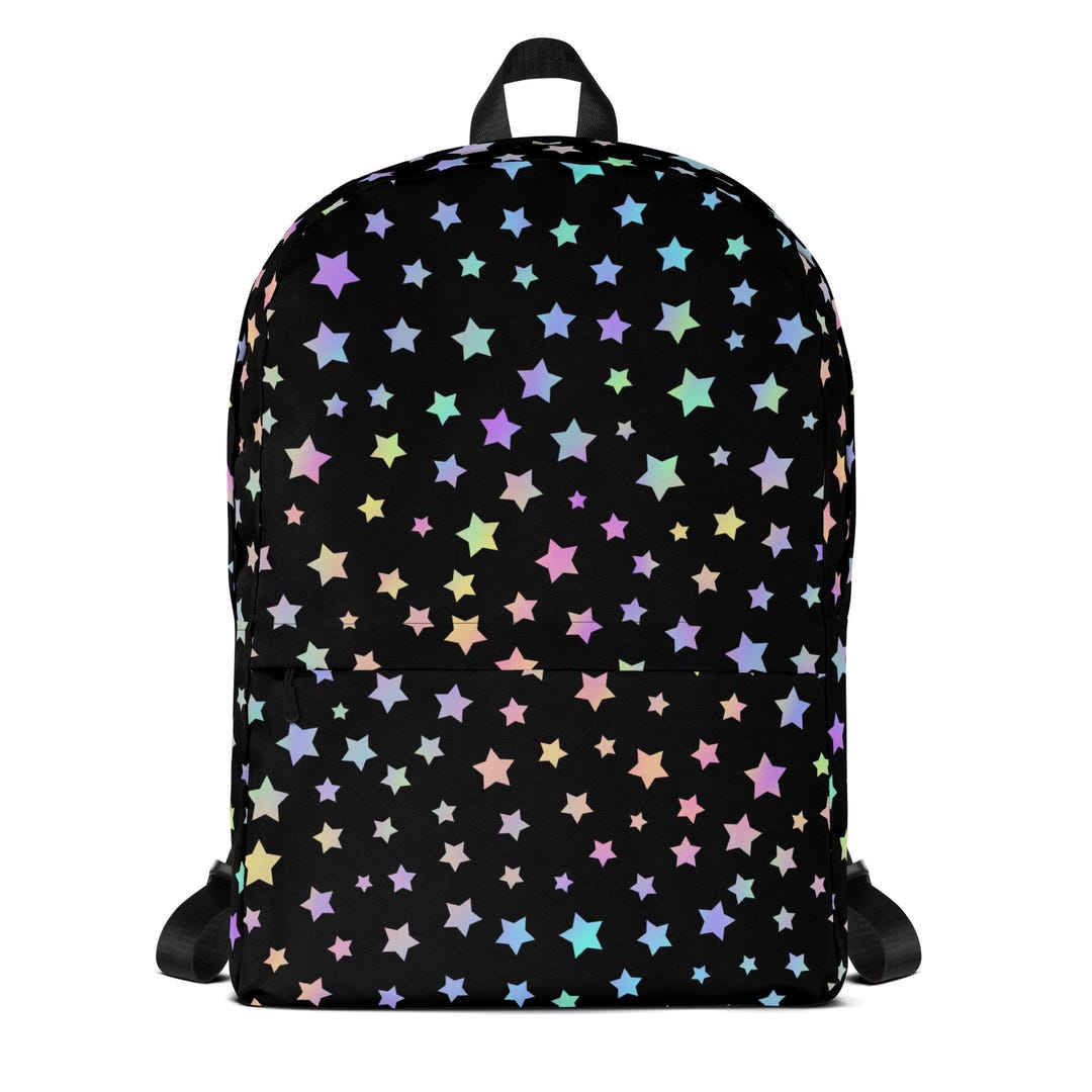 Star Spring Backpack Pastel Star Backpack, Rainbow Star Print Backpack, Colorful Star ...