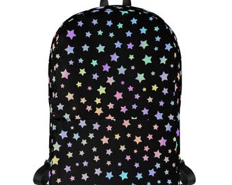 Pastel Star Backpack, Rainbow Star Print Backpack, Colorful Star Backpack, Stars Backpack, Rainbow Galaxy Backpack