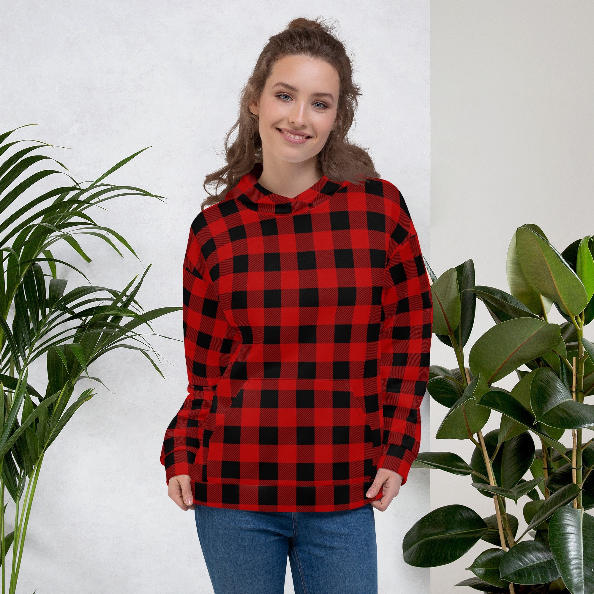 Plaid Hoodie - Etsy UK