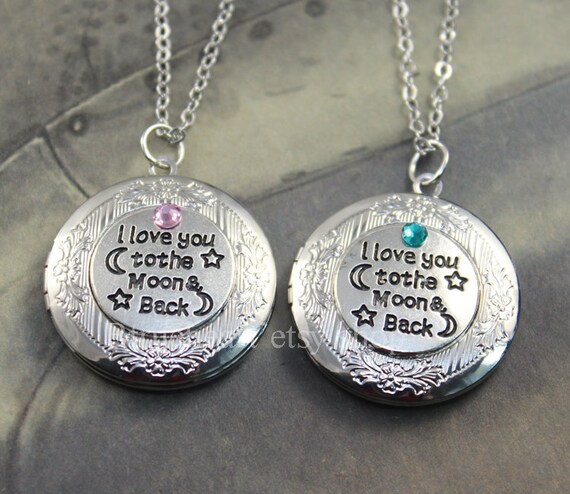 I Love You To The Moon And Back Necklace Silver Locket Etsy