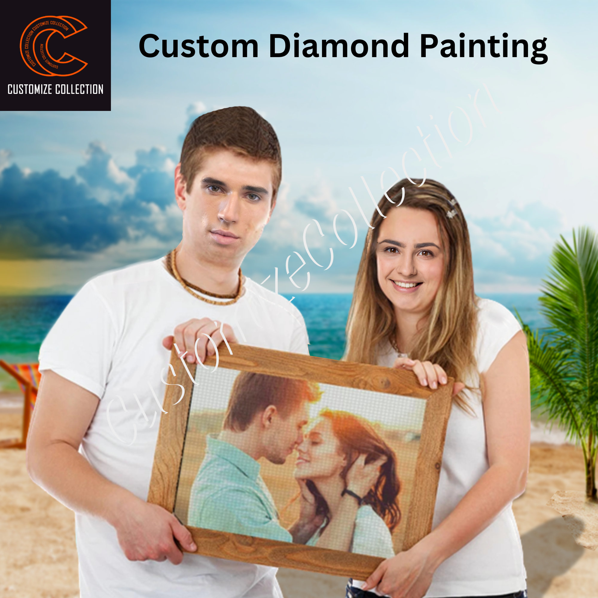 Handmade Personalized Diamond Photo Painting, Custom Family Portrait  Painting From Photo, 5D Diamond Painting, Room Decor, Christmas Gifts 