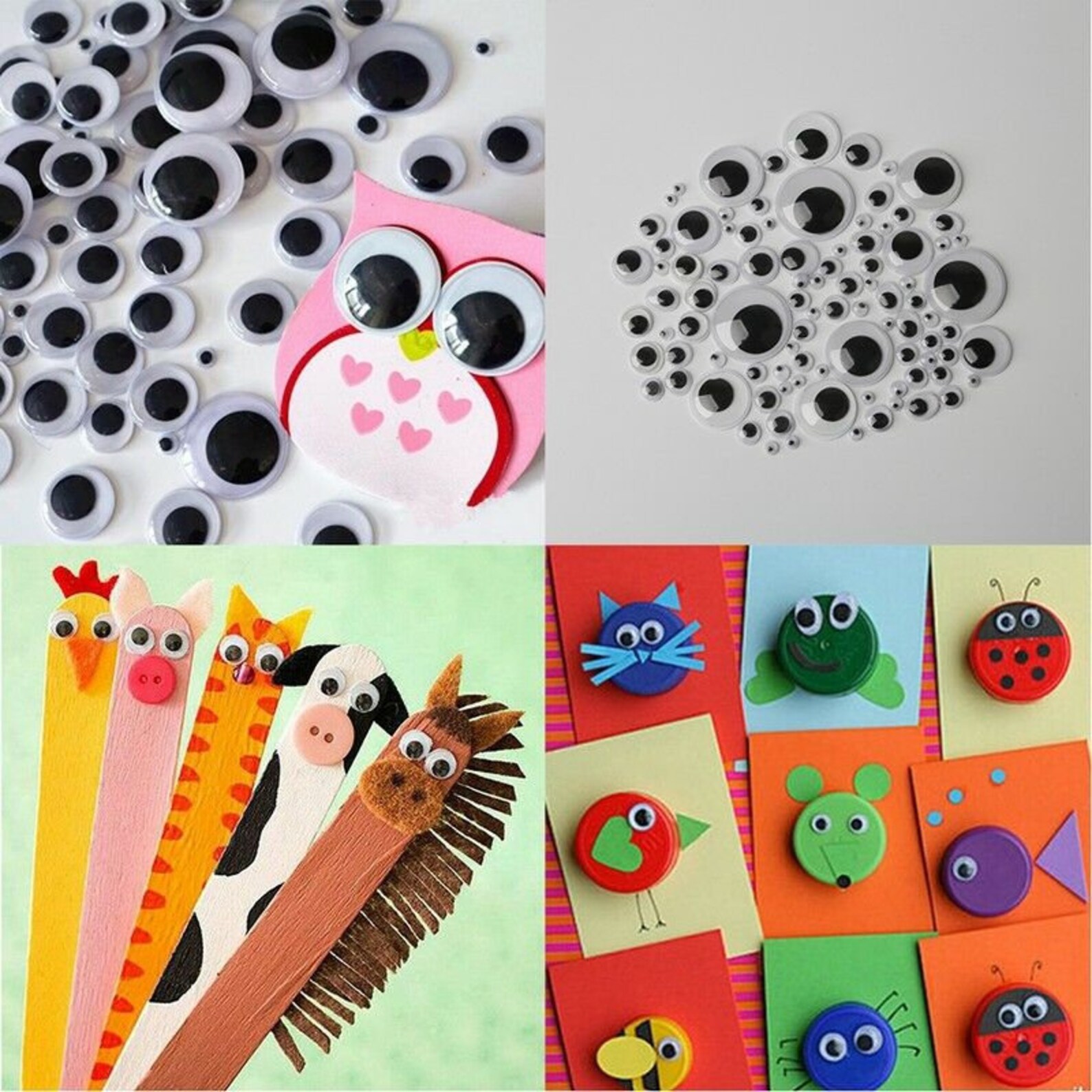 Googly Wiggle Eyes Craft Black Self Wiggly Adhesive Mixed Pack Etsy