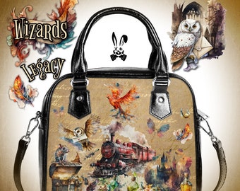 Magic Legacy Wizard Bag Handbag Shoulder Purse Vegan Zipper Card Holder Gift Set For Her Christmas Birthday Letter Strap Faux Leather School