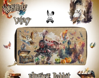 Cartera de mano Magic Legacy Wizards, monedero vegano con cremallera, tarjetero, conjunto de regalo de mano para su cumpleaños de Navidad, aceptación de letras pequeñas