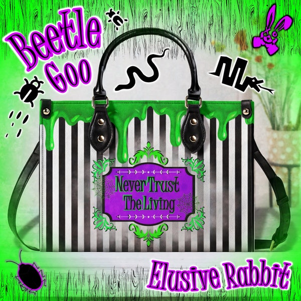 Gothique scarabée vert noir rayé blanc Messenger sac de Noël sac à main steampunk bandoulière faux cuir fermeture éclair jus d'école Halloween