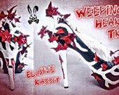 Women Weeping Heart Tree Custom Hand Sculpt Paint Tree Branch Leaves Red Black Shoe Heel Size 3 4 5 6 7 8 High Heels Platform Kraken UK