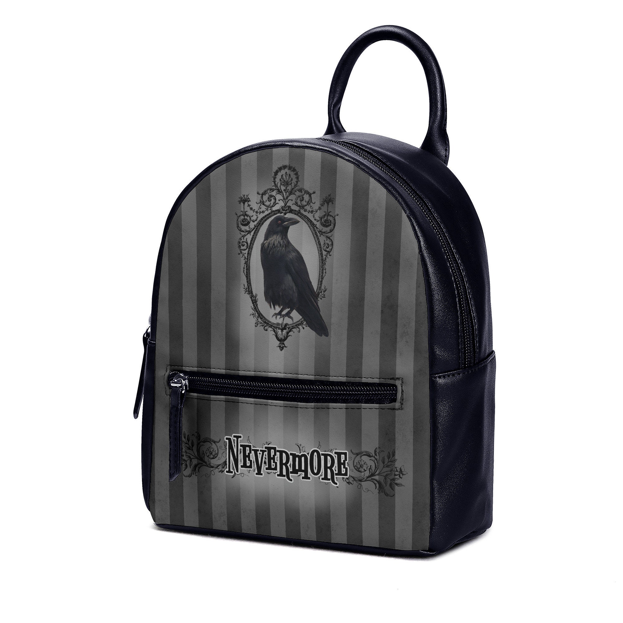 Edgar Backpack Nevermore Black Grey Edgar Allan Poe Raven Backpack Christmas UK Bag ...
