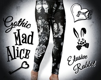 Gothic Alice in Wonderland Women's High Waist Yoga Leggings Size S M L XL 2XL 3XL