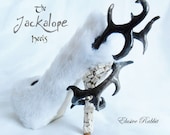 The Jackalope Heels Antlers Horn Fawn Fur White Rabbit Bunny Custom Kraken Sculpt Paint Shoe Size 3 4 5 6 7 8 High Wedge Mythical Deer Stag