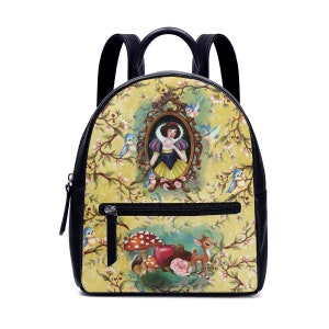 Sac à dos blanc neige les sept nains jaune princesse frères Grimm contes de fées méchante reine pomme cadeau de Noël sac à bandoulière fermeture éclair école petit