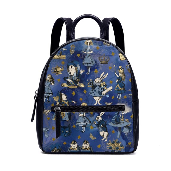 Navy Blue Alice in Wonderland Backpack Christmas UK Bag Handbag Shoulder  Straps Buckle Black Faux Leather Zipper School Small Royal - Etsy