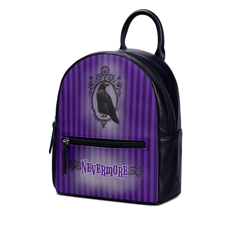 Edgar Backpack Nevermore Purple Black Edgar Allan Poe Raven Backpack Christmas UK Bag ...