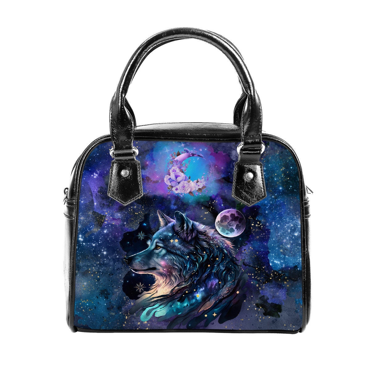 Discover Cosmic Wolf Galaxy Moon Christmas Shoulder Bag, Gift For Women
