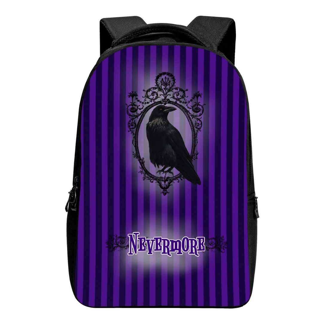 Edgar Backpack Purple Laptop Backpack Nevermore Edgar Allan Poe Raven Goth Christmas ...