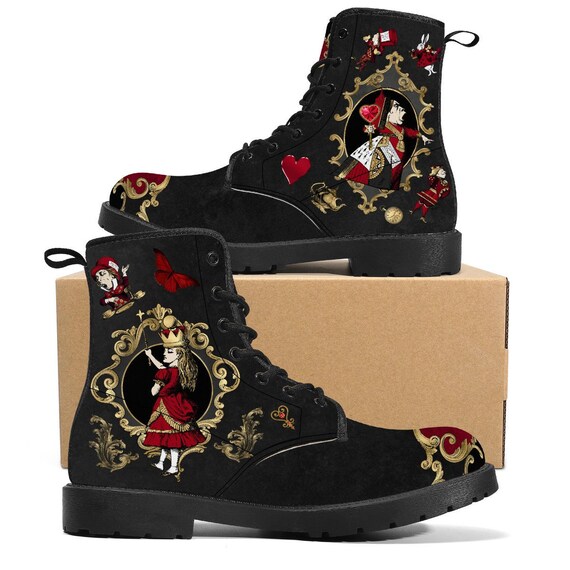 Gothic Red Black Gold Alice Winter King Queen of Hearts