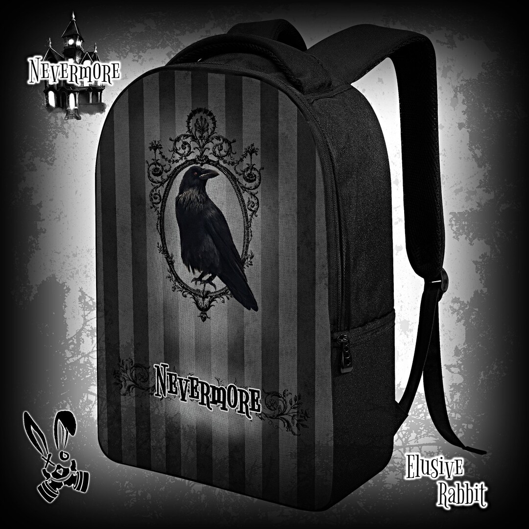 Edgar Backpack Laptop Backpack Nevermore Edgar Allan Poe Raven Goth Christmas UK Bag ...