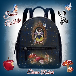Sac à dos Blanche-Neige Sept Nains Princesse Frères Grimm Contes de fées Reine maléfique Pomme Cadeau Sac de Noël Bandoulière Fermeture éclair école Petit