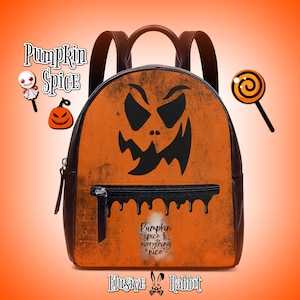 Citrouille Épice Halloween Sac à dos Noël UK Sac à main Sac à bandoulière Boucle Noir Faux Cuir Fermeture Éclair École Petit Gothique Retour à l’école