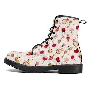 Lust Cream Alice In Wonderland Winter Boot Christmas UK 3 4 5 6 7 8 9 10 11 Combat Faux Leather Wedding Shoe Heel Custom Women Flats Vintage