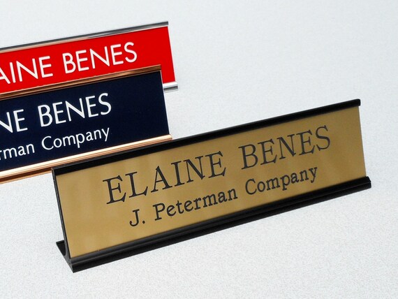 Custom Desk Name Plate Personalized 2 Lines of Engraving Choose from tons of Styles and Colors Birch Wood w//Black Text, 8 Cherry w//Card Holder