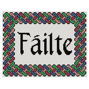 Irish Cross Stitch Pattern, Failte Welcome, Celtic Cross Stitch, Cowbell Cross Stitch, Instant Download PDF