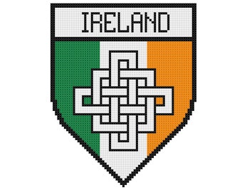 Irish Cross Stitch Pattern, Ireland Crest, Irish Flag, Celtic Knot, Cowbell Cross Stitch, Instant Download PDF
