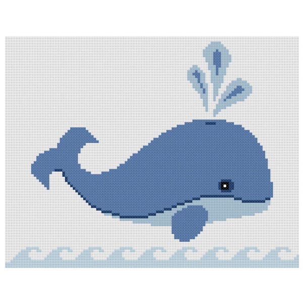 Blue Whale Cross Stitch Pattern by Cowbell Cross Stitch