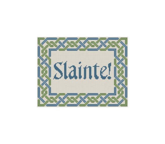 Irish Cross Stitch, Slainte!, Celtic Cross Stitch Pattern, Cowbell Cross Stitch