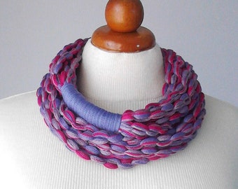 Purple necklace long necklace cords necklace lilac jewelry long statement necklace crochet necklace