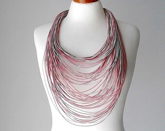 Designer necklace Fabric jewelry Fabric necklaces Fiber necklace Bib chunky necklace Prom necklace Multi strand necklace Textile necklace