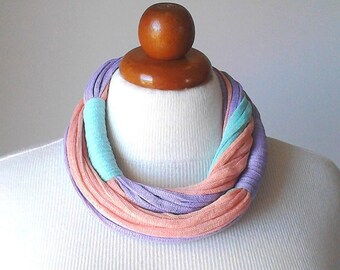 Colorful necklace summer necklace bright necklace pastel colors pastel necklace bold necklace salmon aqua lilac chunky necklace  plexisart