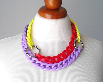 Chunky chain necklace chunky link necklace chain statement necklace long colorful necklace oversized necklace Gift for her