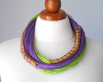 Linen necklace natural linen necklace linen jewelry eco jewelry fiber necklace linen cord necklace multi strand linen necklace hemp necklace